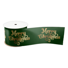 Elegant Chic Green Gold Frohe Weihnachtswrapping Satinband