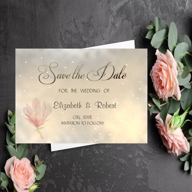 Elegant Chic Magnolia Save the Date (Von Creator hochgeladen)