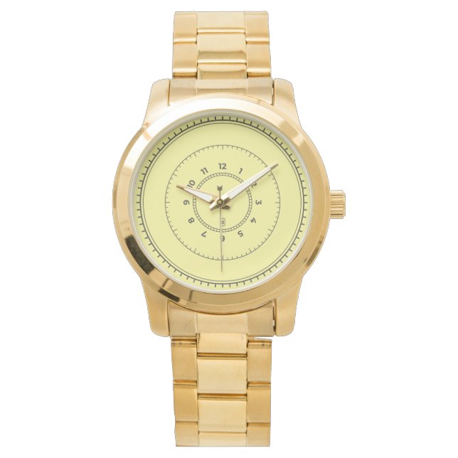 Elegant Chic Men Gold Watch Armbanduhr (Vorderseite)