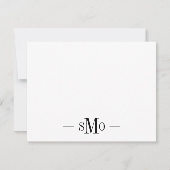 Elegant Chic Minimal Monogram 3 Initialen Mitteilungskarte (Vorderseite)