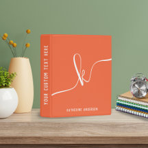 Elegant Chic Minimalistisch Orange Script Monogram