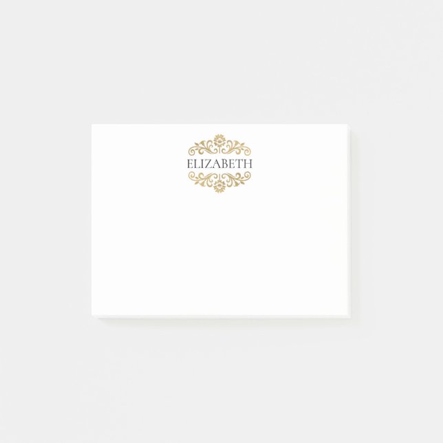 Elegant Chic Modern Monogram Black Gold  Post-it Klebezettel (Vorderseite)