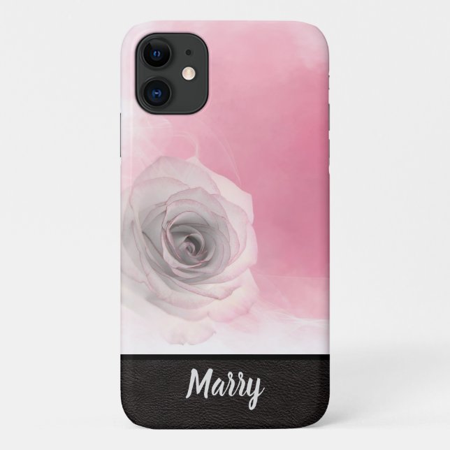 Elegant Chic Monogram Name Stilvoll Rosa Rose Case-Mate iPhone Hülle (Rückseite)