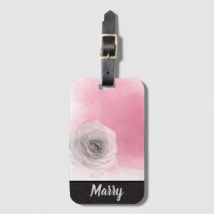 Elegant Chic Monogram Name Stilvoll Rosa Rose Gepäckanhänger