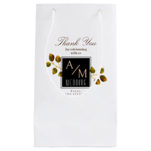Elegant Chic Monogram White Kleine Geschenktüte