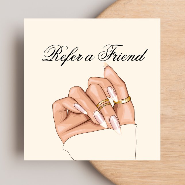 Elegant Chic Nail Salon Pedicurist Referrer-Karte Empfehlungskarte (Von Creator hochgeladen)
