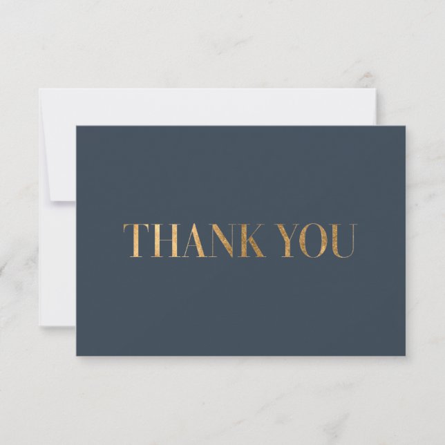 Elegant Chic Navy Blue Gold Danke Foto Card (Vorderseite)