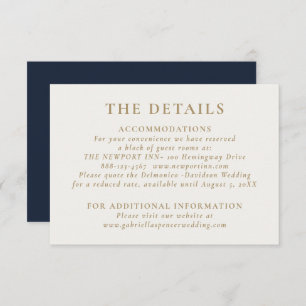 Elegant Chic Navy Blue Gold Hochzeiten Details Begleitkarte