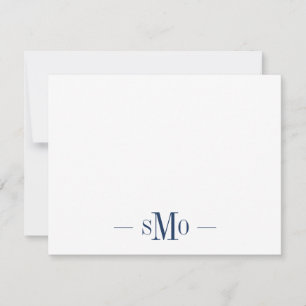 Elegant Chic Navy Blue Monogram 3 Initials Mitteilungskarte