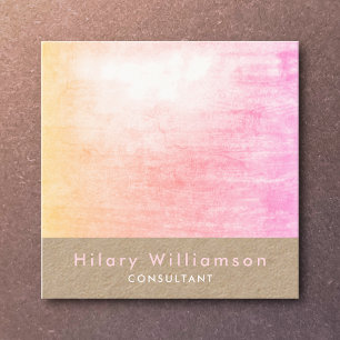 Elegant Chic Pastel Peach Pink Grunge Kraft Quadratische Visitenkarte