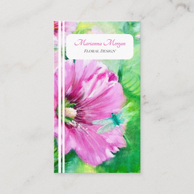 Elegant Chic Pink Floral Visitenkarte (Vorderseite)