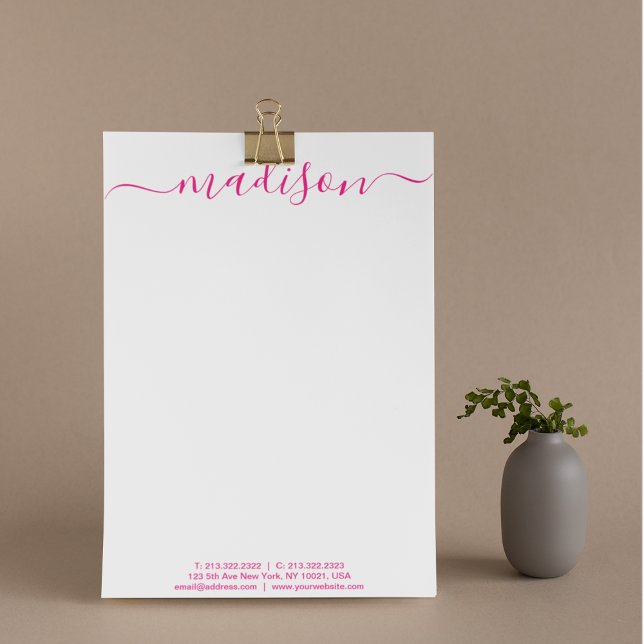 Elegant Chic Pink Handgeschriebene Script Mail Briefbogen (Von Creator hochgeladen)