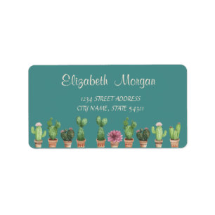 Elegant Chic Romantic, Cactus Address Label Adressaufkleber