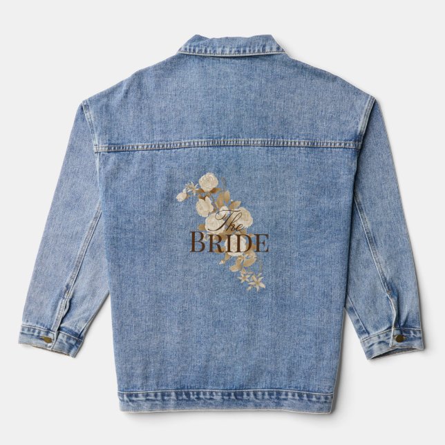 Elegant Chic Rose Monogram White Jeansjacke (Rückseite)