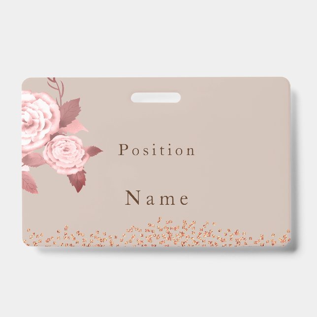 Elegant Chic Rose Wedding Name Ausweis (Vorderseite)