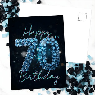 Elegant Chic Sapphire Blue und Black 70. Geburtsta Postkarte