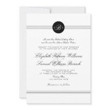 Elegant Chic Schwarz-weiß Monogram Wedding Einladu