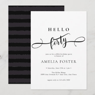 Elegant Chic Script 40. Geburtstag Einladung