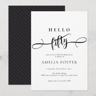 Elegant Chic Script 50. Geburtstag Einladung