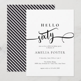 Elegant Chic Script 60. Geburtstag Einladung
