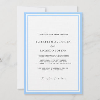 Elegant & Chic Script Blue Wedding Einladung