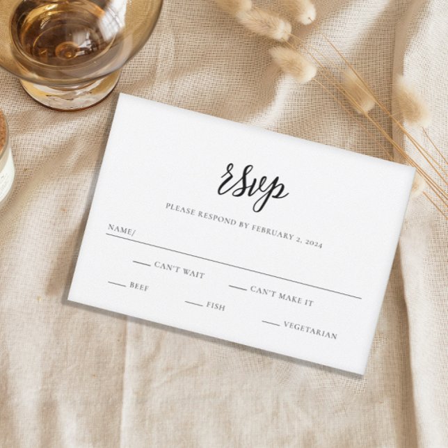Elegant Chic Script Wedding RSVP Karte (Von Creator hochgeladen)