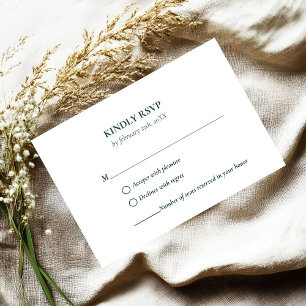 Elegant & Chic Smaragdgrün Grüne Hochzeit RSVP Ca Karte