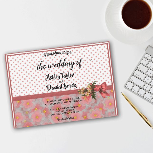 Elegant Chic Stilftiges Script Formal Floral Weddi Einladung (Von Creator hochgeladen)