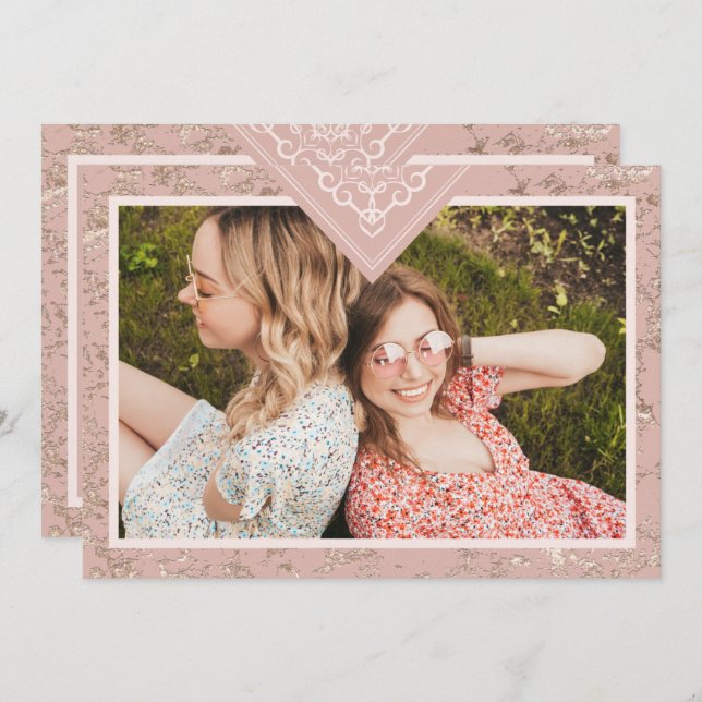 Elegant Chic Texture in Pink Bridesmaid Proposal (Vorne/Hinten)