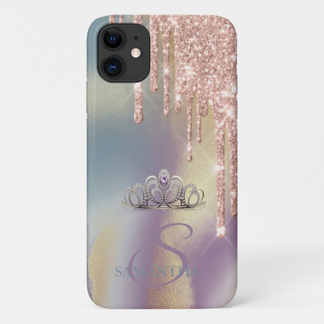 Elegant Chic Tiara Glitzer Tropfens Ombre Case-Mate iPhone Hülle (Rückseite)