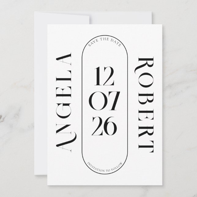Elegant Chic Wedding Date Save The Date (Vorderseite)