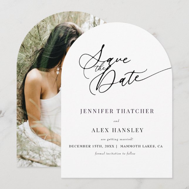Elegant Chic Wedding Save the Date Einladung (Vorne/Hinten)