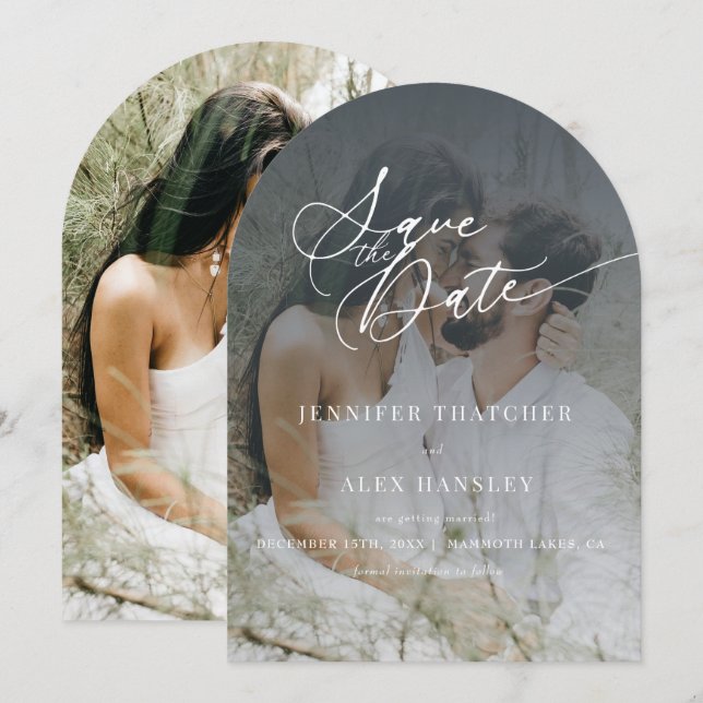 Elegant Chic Wedding Save the Date Einladung (Vorne/Hinten)