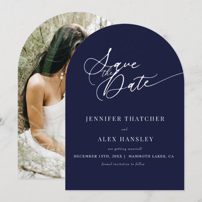 Elegant Chic Wedding Save the Date Einladung (Vorne/Hinten)