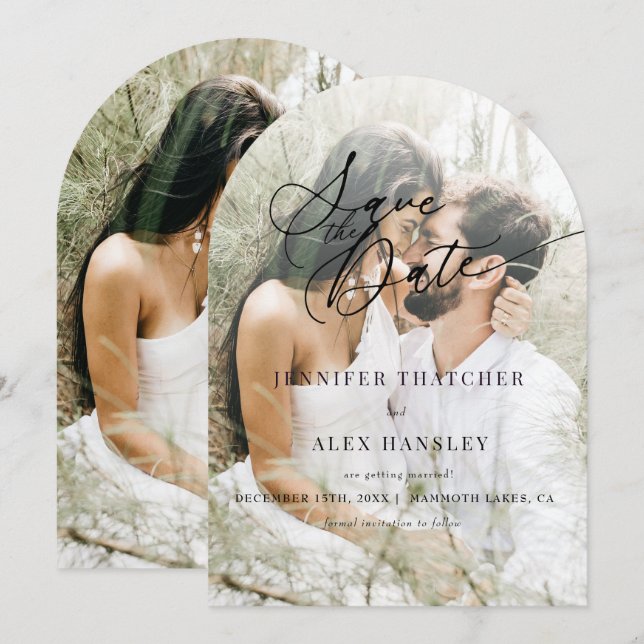 Elegant Chic Wedding Save the Date Einladung (Vorne/Hinten)