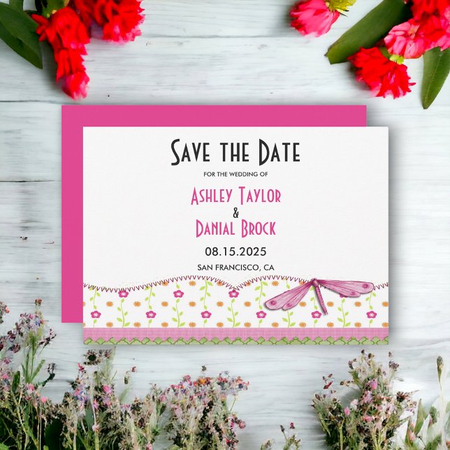 Elegant Chic Whimsical Script Boho Floral Wedding Save The Date (Von Creator hochgeladen)
