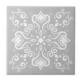 Elegant Chic White Gray Azulejo Style Muster A01c Fliese