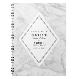 Elegant Chic White Gray Marble Wedding Gästebuch Notizblock