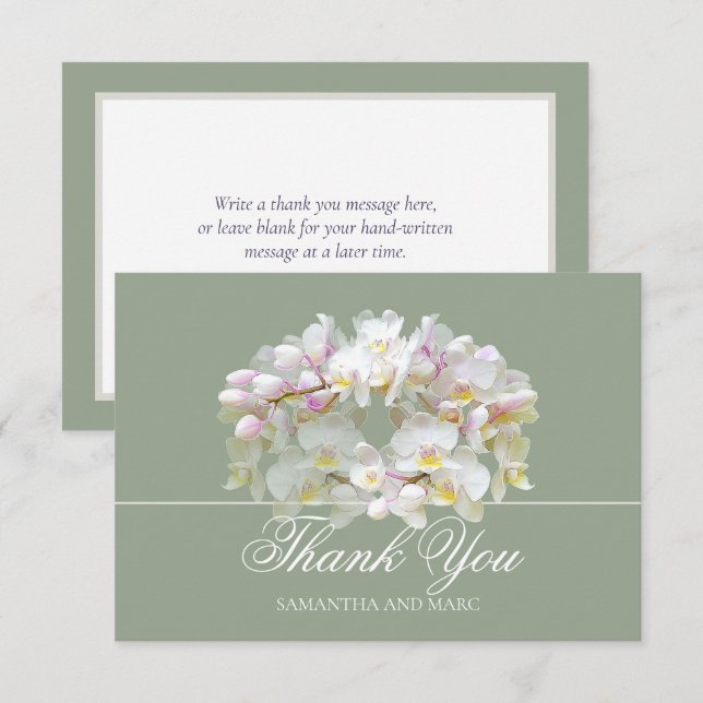Elegant Chic White Orchid Bridal Shower Thank You Dankeskarte (Vorne/Hinten)