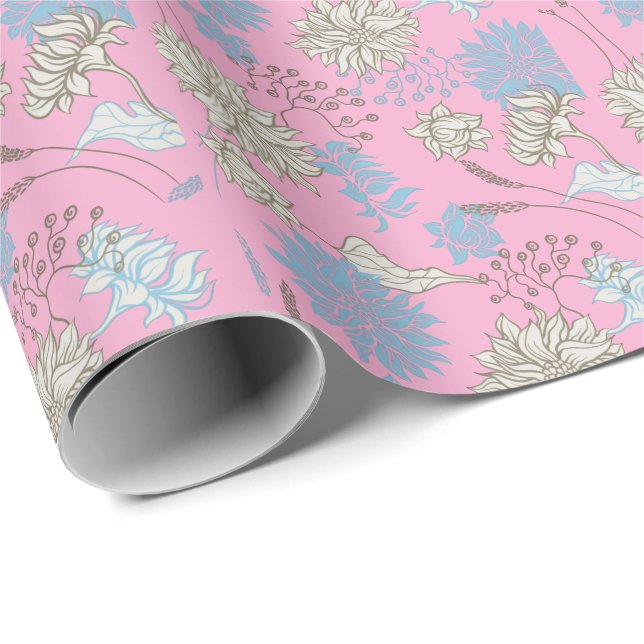 Elegant Chic Wildflower Pink Geschenkpapier (Rolleneckpunkt)