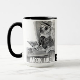 Elegant chihuahua liest Zeitung Tasse