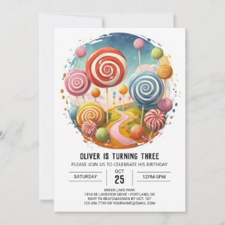 Elegant Children's Lollipop zum Geburtstag Einladung