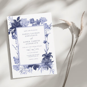 Elegant Chinaware Blue Floral Wedding Einladung