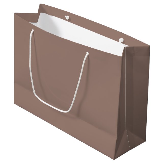 Elegant Choc Brown 9C7F74 Große Geschenktasche Große Geschenktüte (Vorderseite Schrägansicht)