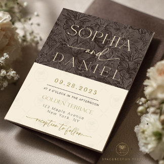 Elegant Chocolate Mocha Wedding Templat invitation Einladung