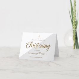Elegant Christening Baby Boy GRAY Gold Vielen Dank Dankeskarte