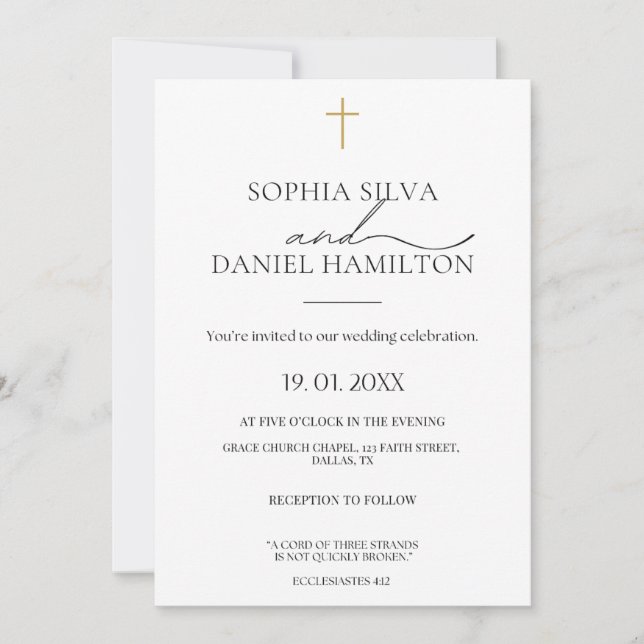 Elegant Christian Wedding Invitation  Einladung (Vorderseite)
