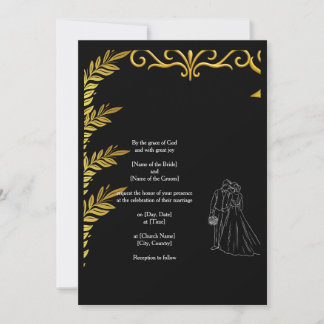 Elegant Christian Wedding Invitation | Gold Floral Einladung
