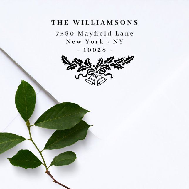 Elegant Christmas Bells Family Return Address Gummistempel (Von Creator hochgeladen)