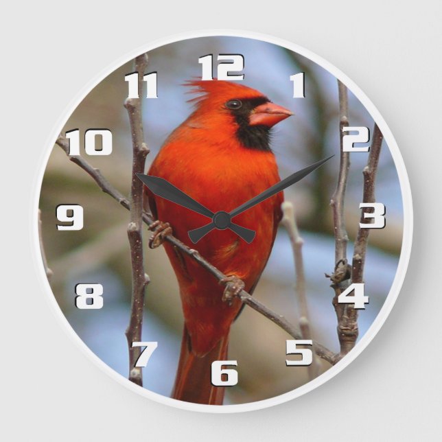 Elegant Christmas bird Große Wanduhr (Vorderseite)